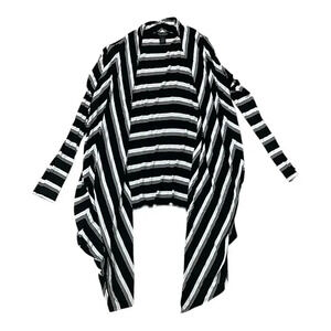 White House Black Market Black Striped Waterfall Cardigan S